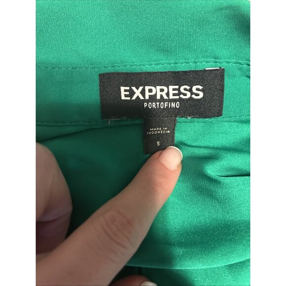 express portofino shamrock green long sleeve blouse button down Top Small - Picture 3 of 4